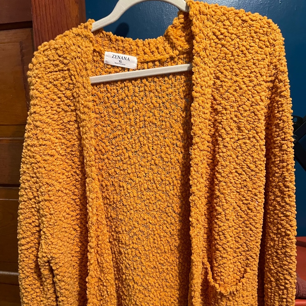 Popcorn mustard cardigan